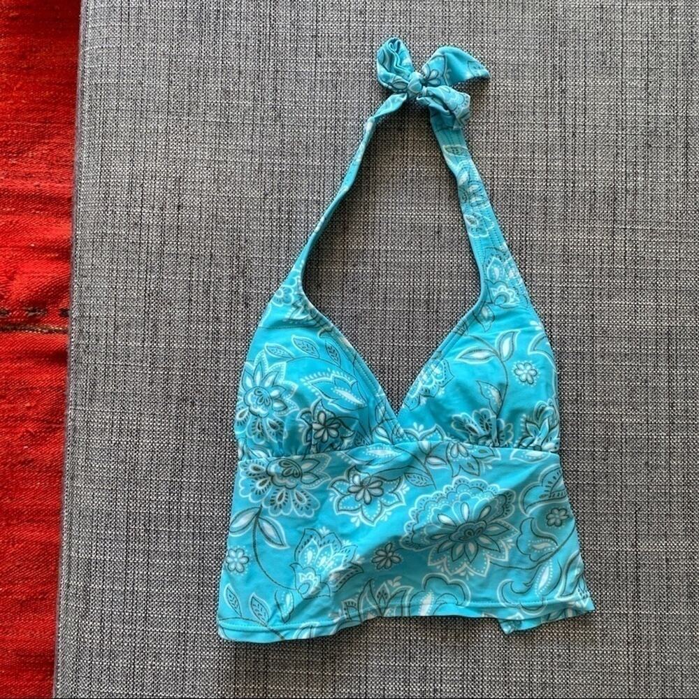 p: ID personal identity blue bikini swim top sz XS